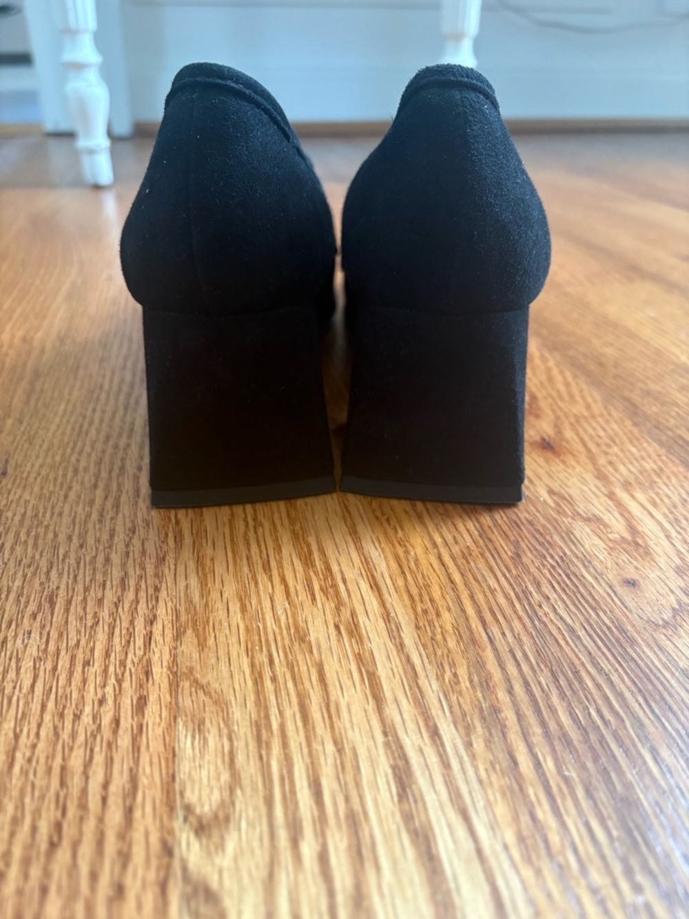 275 Central Lonzo Black Suede Square Toe Penny Loafer Pumps - Picture 4 of 7